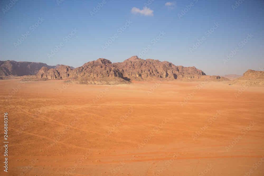 vivid summer panorama scenery landscape of bright yellow and blue picturesque Middle East desert, world heritage touristic site concept vivid summer panorama scenery landscape of bright yellow and blue picturesque Middle East desert, world heritage touristic site concept