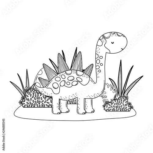 cute apatosaurus in the landscape