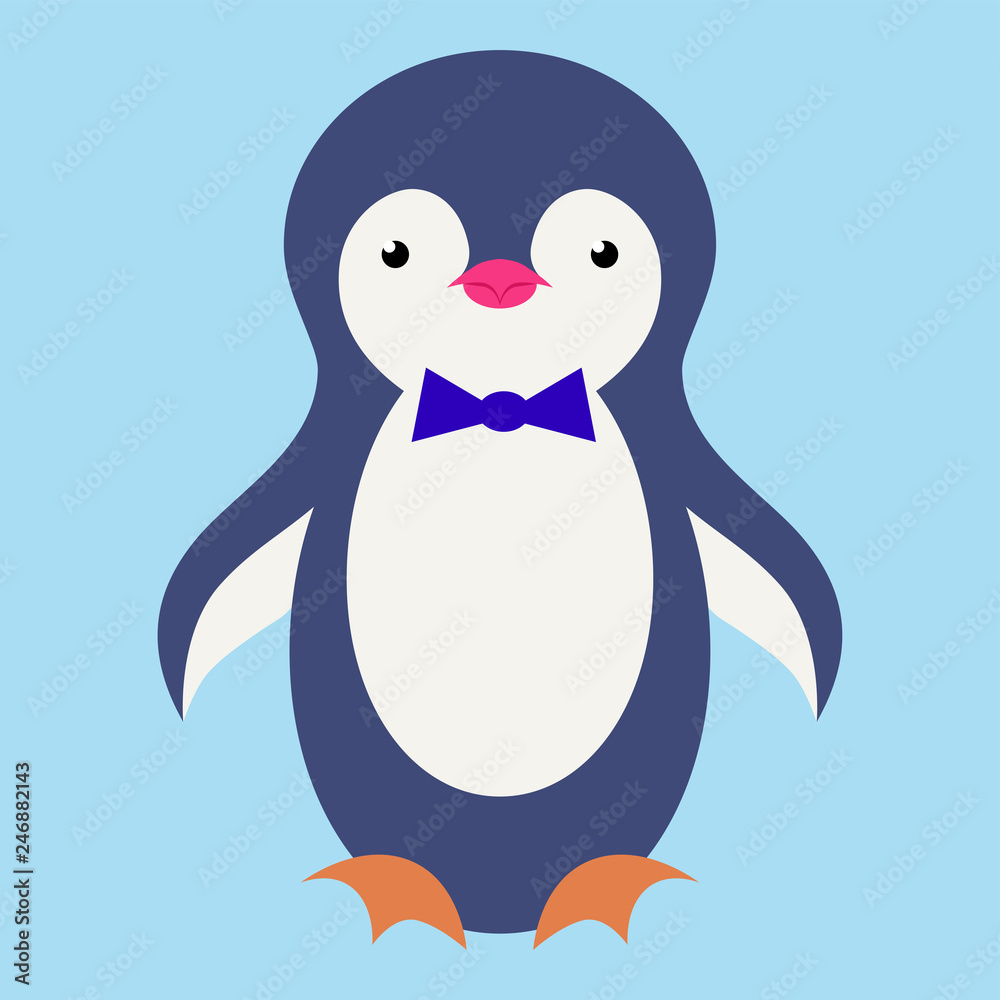 Obraz premium Cute penguin cartoon illustration. Vector penguin. Happy character design. Isolated cartoon penguin.