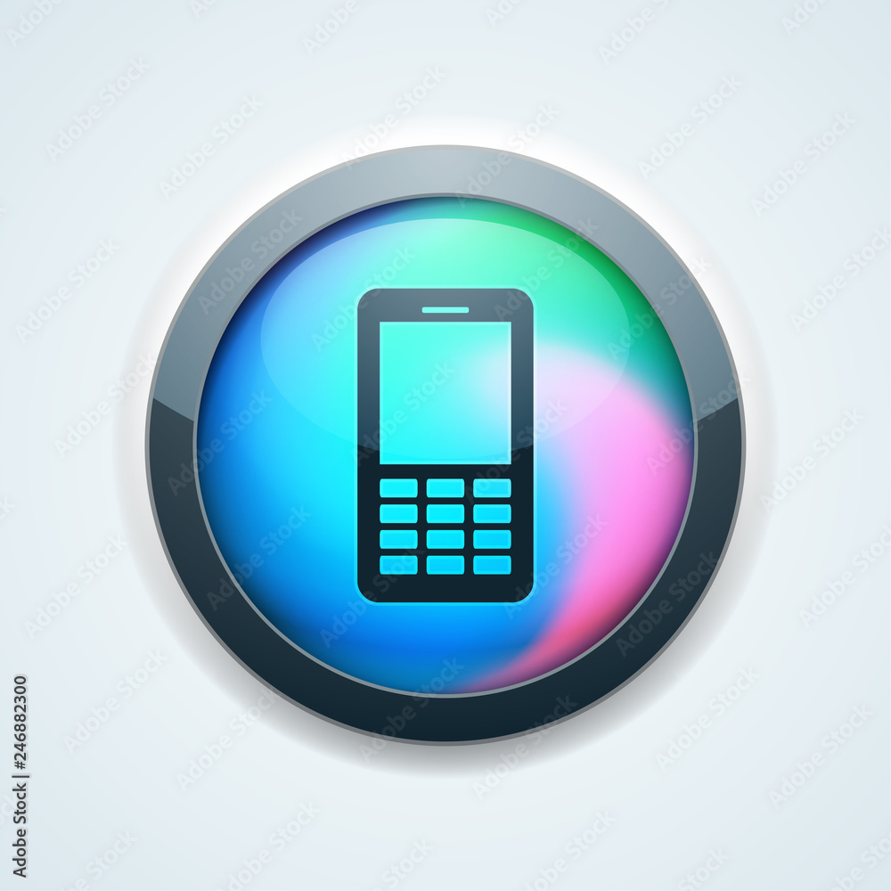Mobile Phone button Holographic Style illustration Mobile Phone button Holographic Style illustration