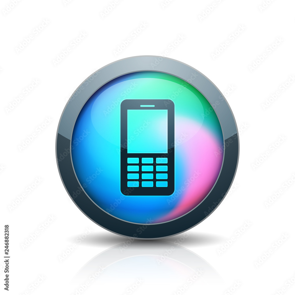 Mobile Phone button Holographic Style illustration Mobile Phone button Holographic Style illustration