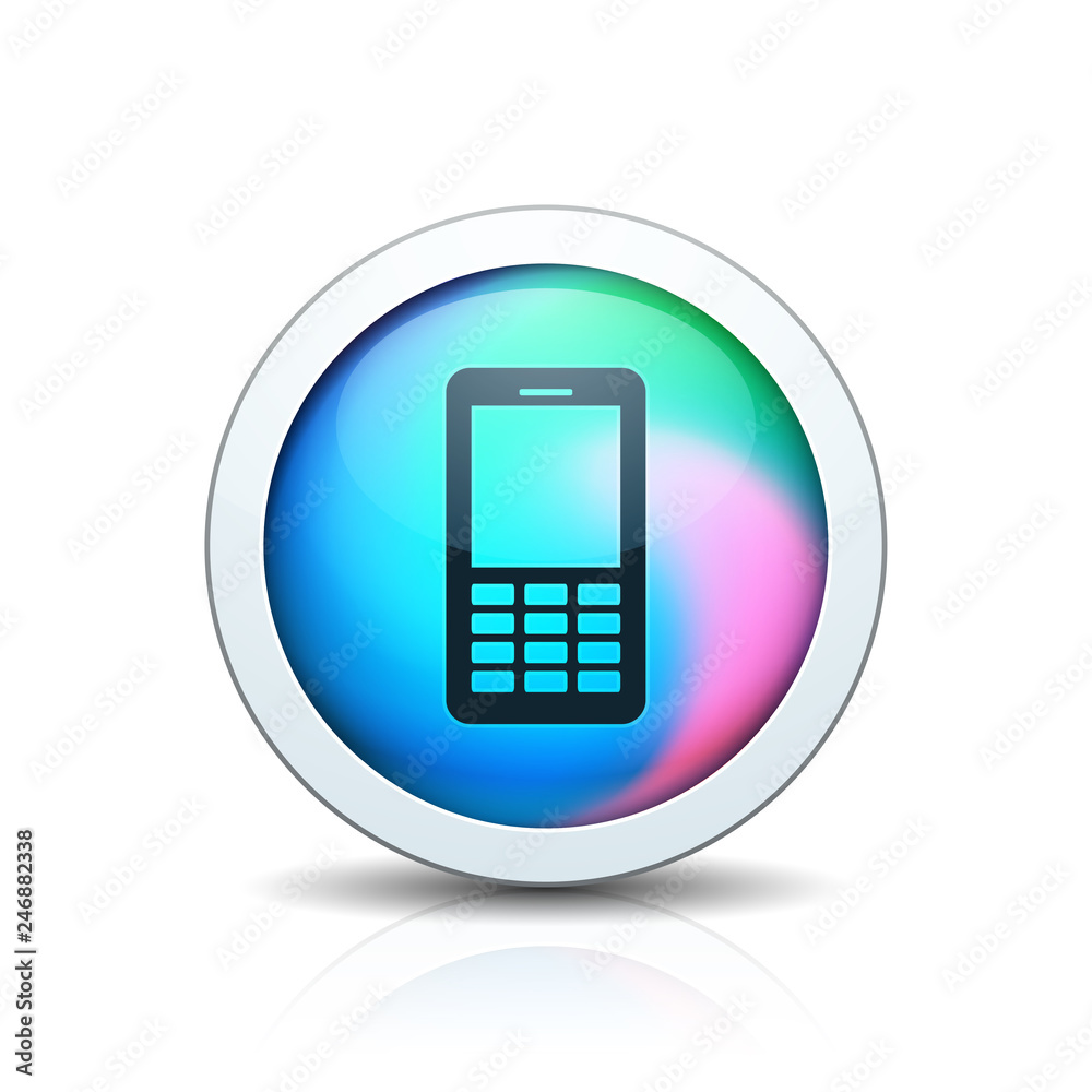 Mobile Phone button Holographic Style illustration Mobile Phone button Holographic Style illustration