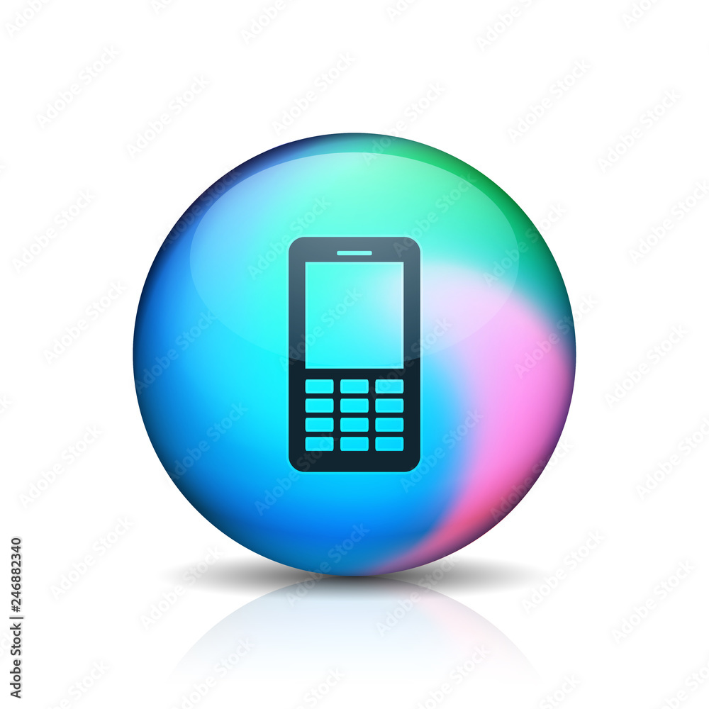 Mobile Phone button Holographic Style illustration Mobile Phone button Holographic Style illustration