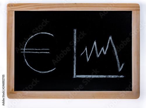 Euro value diagram on a blackboard on white background © EnesBerkay