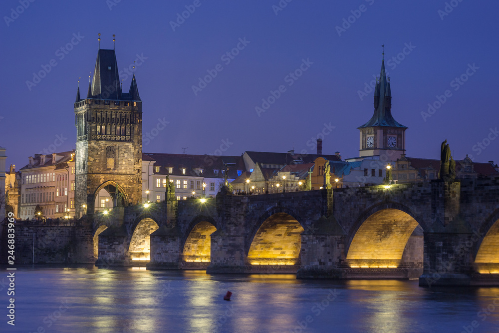 Charles Bridge at Night, Prague - Czech Republic