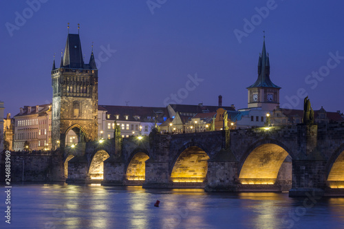 Charles Bridge at Night, Prague - Czech Republic