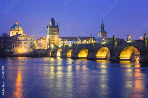 Charles Bridge at Night  Prague - Czech Republic