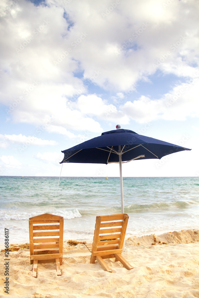 Chairs and umbrella at the beach