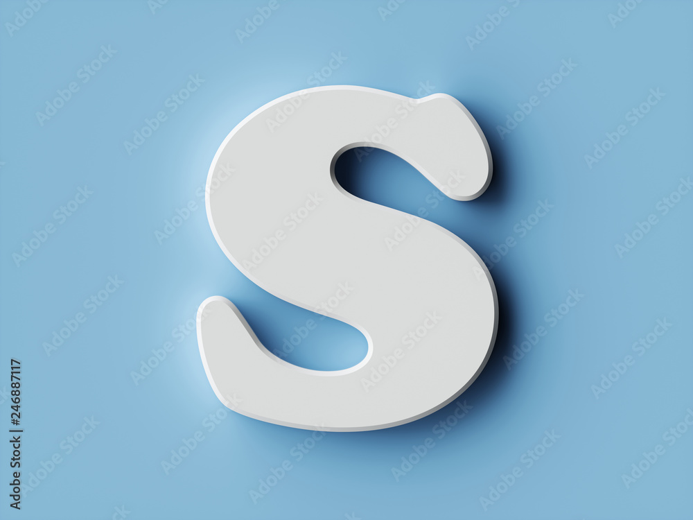 White paper letter alphabet character S font White paper letter alphabet character S font