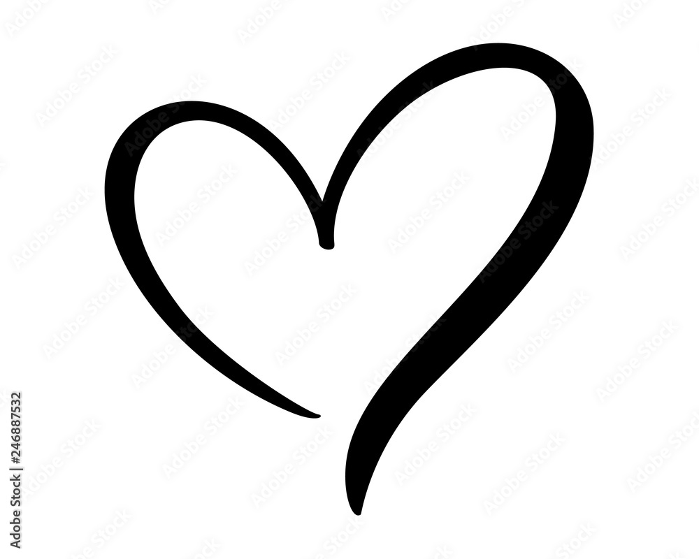 Calligraphic love heart sign. Vector Romantic illustration symbol join