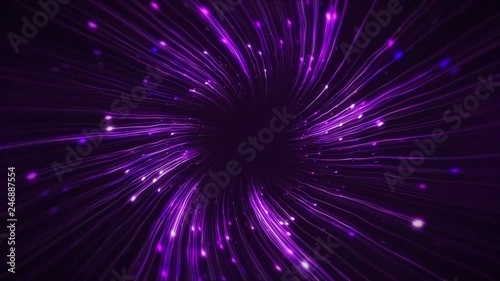 Flight inside a Purple StarsField Rotation Tunnel