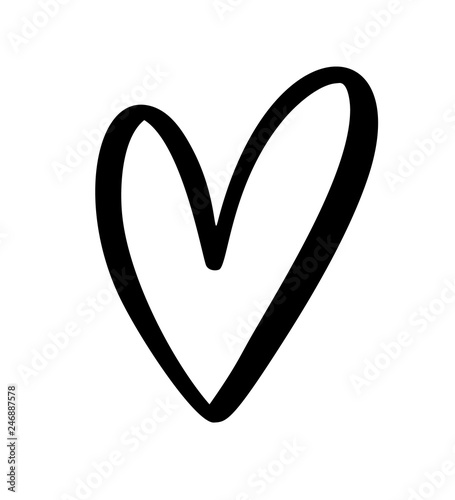Calligraphic love heart sign. Vector Romantic illustration symbol join, passion and wedding. Calligraphy Design flat element of valentine day. Template for t-shirt, card, invitation