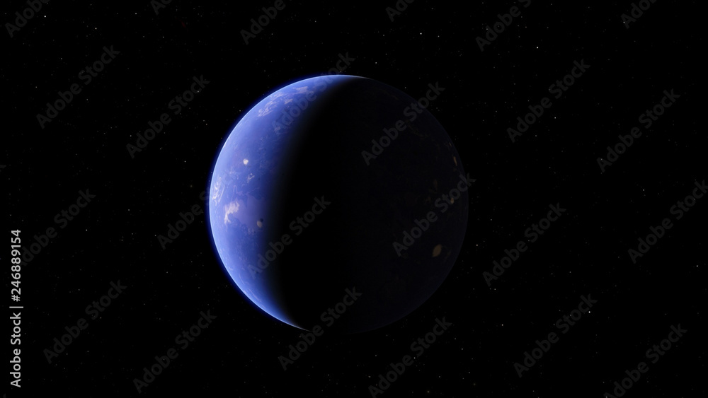 Exoplanet 3D illustration orbital view, purple planet from the orbit (Elements of this image furnished by NASA)