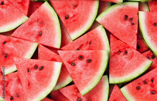 slice of watermelon as textured background photo
