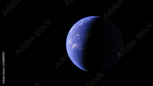 Exoplanet 3D illustration orbital view  purple planet from the orbit  Elements of this image furnished by NASA 
