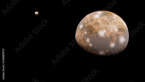Fantastic Ice Exoplanet or Pluto 3D illustration (Elements of this image furnished by NASA)