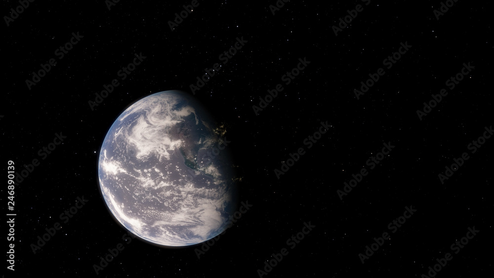 Fototapeta Planeta Ziemia z kosmosu ilustracja 3D, świat, ocean, atmosfera, ziemia, chmury (elementy tego obrazu dostarczone przez NASA)
