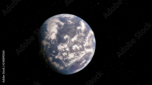 Planet Earth from space 3D illustration, world, ocean, atmosphere, land, clouds (Elements of this image furnished by NASA)