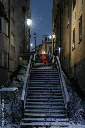 Photography clearing away the snow in stockholm