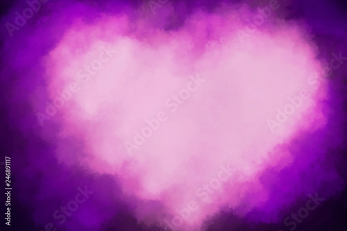 white heart made of smoke on a pink background