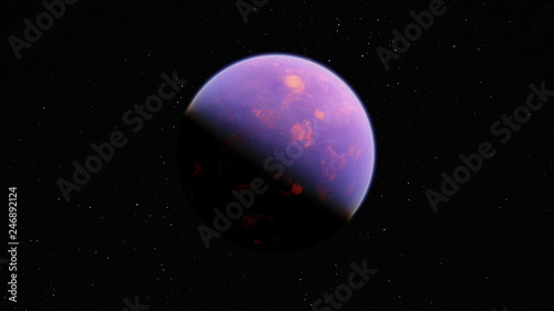 Exoplanet 3D illustration orbital view, purple planet from the orbit (Elements of this image furnished by NASA) © Инна Архипова