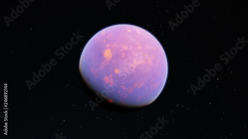 Exoplanet 3D illustration orbital view, purple planet from the orbit (Elements of this image furnished by NASA)