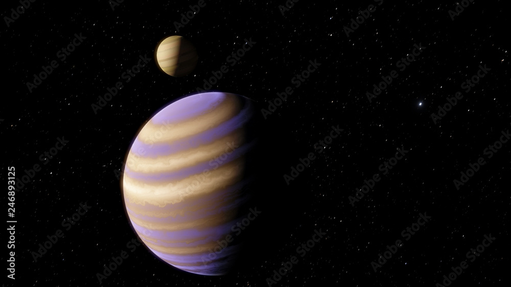 Exoplanet gas giant warm Jupiter 3D illustration (Elements of this image furnished by NASA) Exoplanet gas giant warm Jupiter 3D illustration (Elements of this image furnished by NASA)
