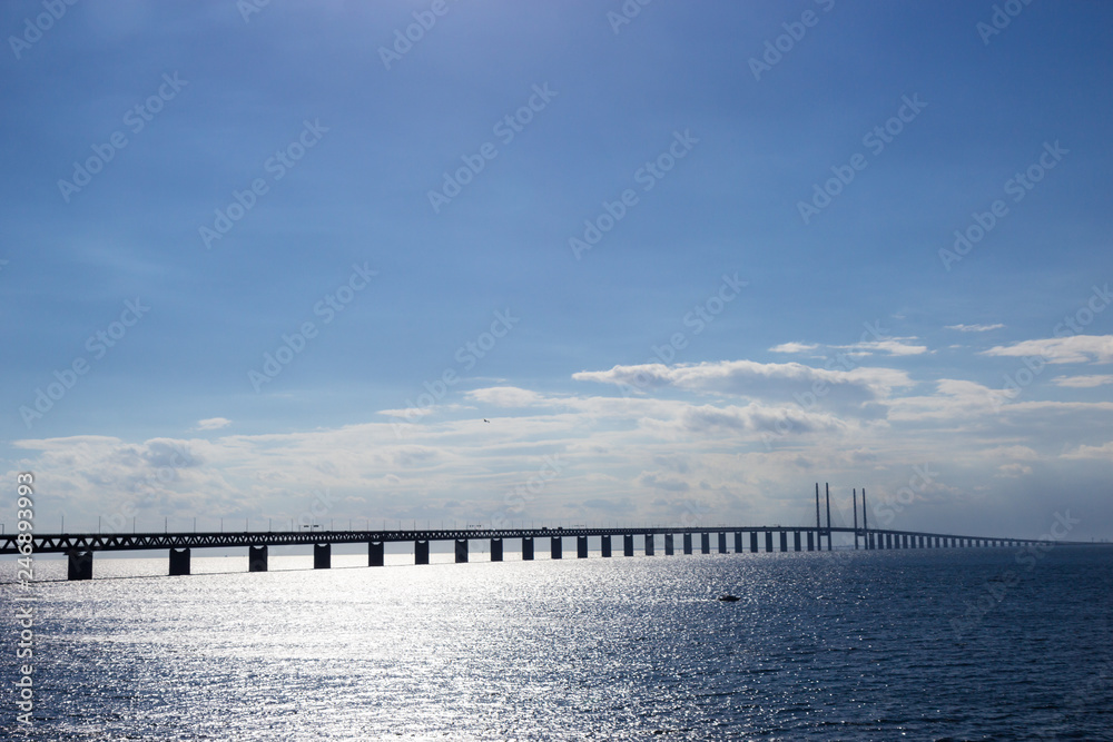 View of Oresund bridge over the Baltic sea View of Oresund bridge over the Baltic sea