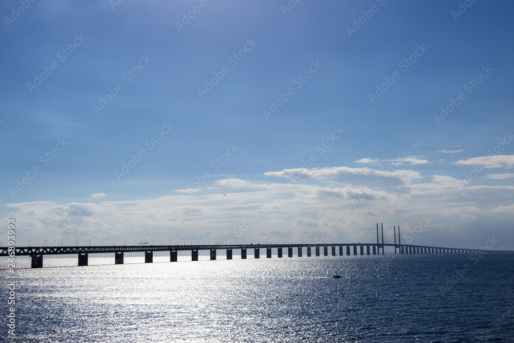 View of Oresund bridge over the Baltic sea