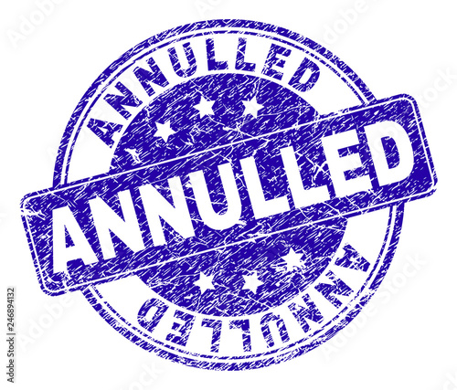 ANNULLED stamp seal watermark with distress style. Designed with rounded rectangle and circles. Blue vector rubber watermark of ANNULLED tag with dust style.