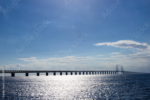 View of Oresund bridge over the Baltic sea