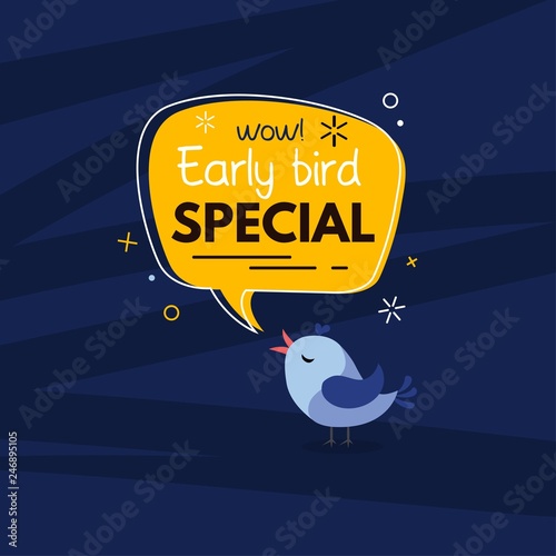 Early bird special flyer or banner design template. Early bird discount promotion. Vector illustration