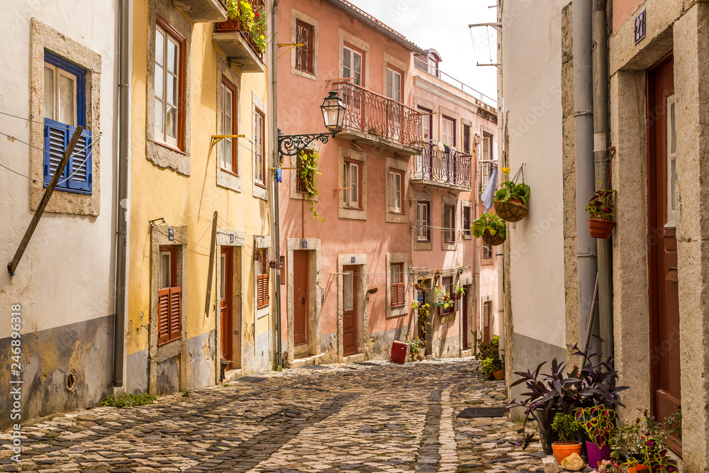 Traditional street views of Lisbon, Portugal, Europe