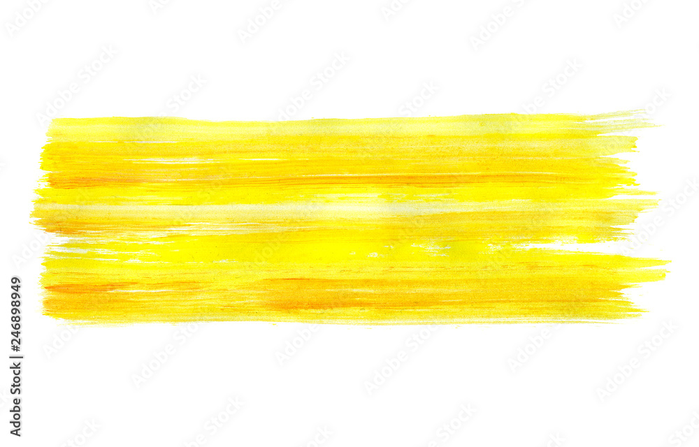 Colorful abstract acrylic hand painted brush strokes yellow background
