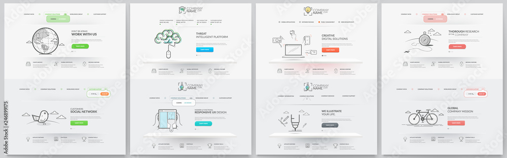 Business website template elements collection. Business website template elements collection.