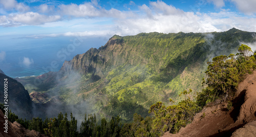 High definition panorama over Kalalau Valley in Kauai, Hawaii