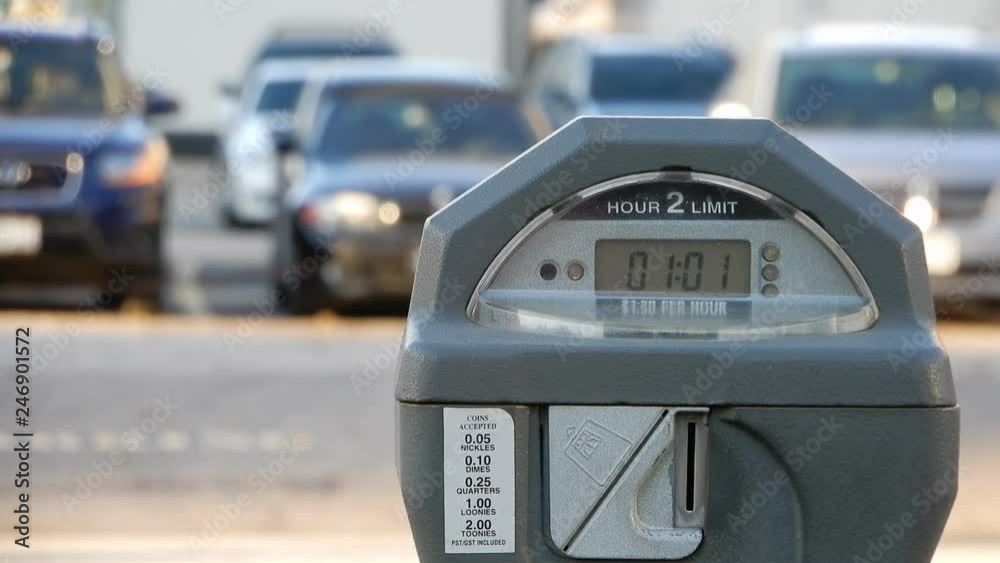 4K Car And School Bus Drive By Gray Grey Parking Meter 4K Car And School Bus Drive By Gray Grey Parking Meter