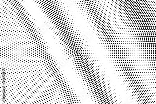 Black on white bright halftone texture. Diagonal dotwork gradient. Distressed dotted vector background
