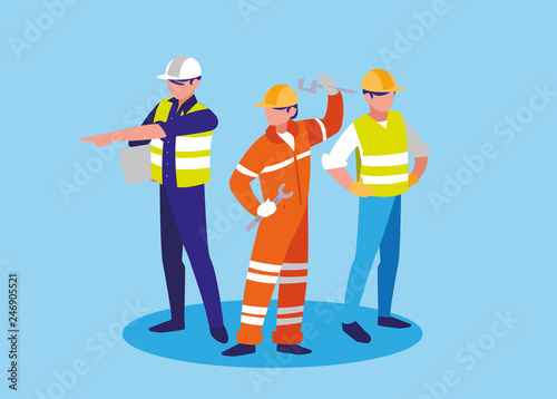 group of workers industrials avatar character