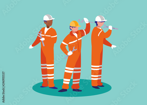 group of workers industrials avatar character
