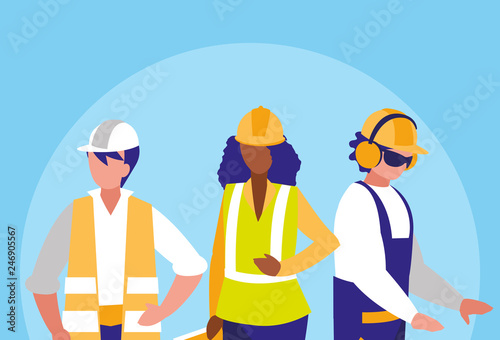 group of workers industrials avatar character
