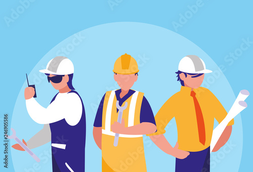 group of workers industrials avatar character