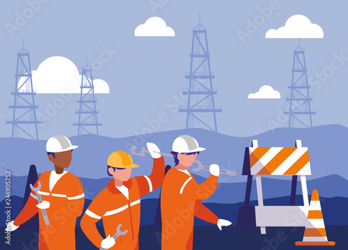 team work people in electrification scene