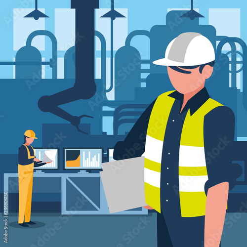 industrial worker in factory character