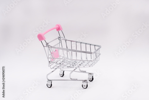 The shopping cart put on white background