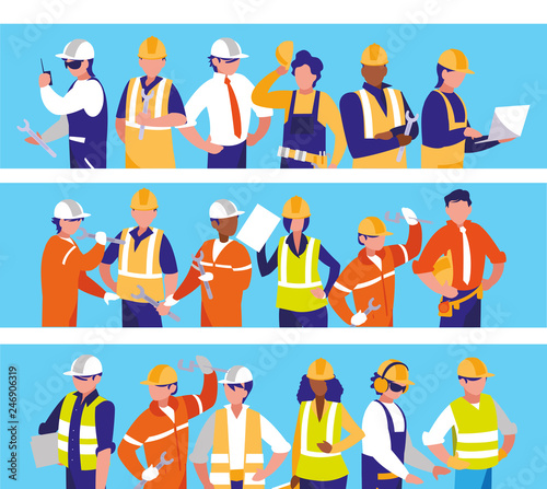 team workers people characters