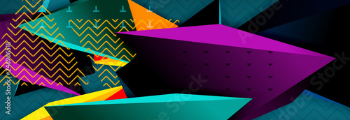 3d triangular shapes geometric background. Origami style pattern with triange shapes for decorative design. Poster design. Line design. Modern presentation template