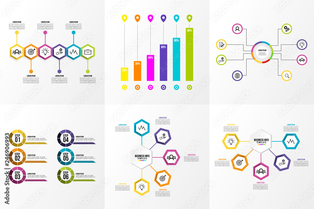 Set Of Infographics Elements Vector Design Template. Business Data Visualization Infographics Timeline with Marketing Icons most useful can be used for workflow, presentation, diagrams, reports