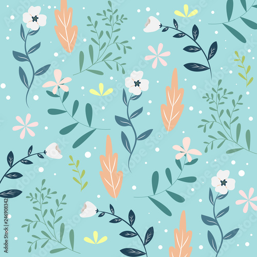 Seamless Floral Pattern or Texture  Spring and Summer Theme Background 
