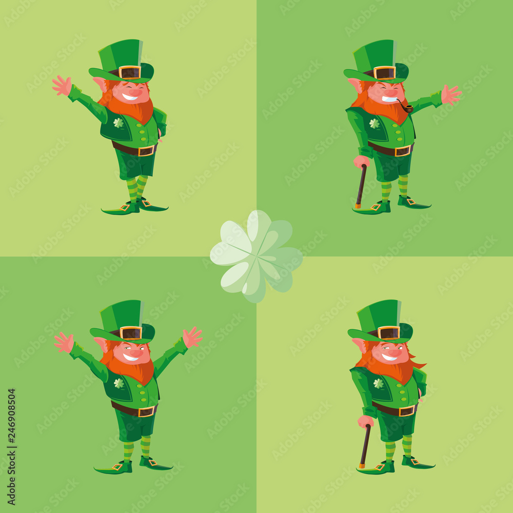 Fototapeta premium set comic leprechaun character